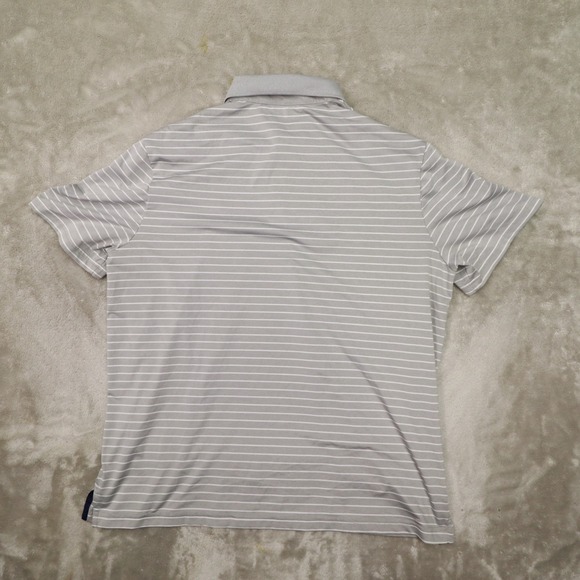 Polo Ralph Lauren Performance Grey White Striped Short Sleeve Polo Shirt Large - Picture 4 of 7